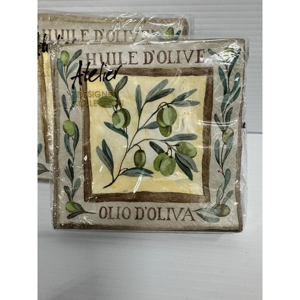 Atelier Huile D'Olive Cocktail Napkins 20 Count‎ Lot of 3 NEW